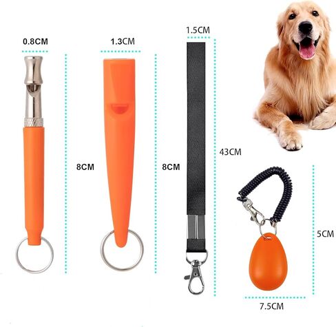 3 PCS Dog Whistles Set, Adjustable Recall Dog Training Whistle Silent Dog Whistle to Stop Barking with Lanyard,Dog Clicker(Orange) in Saudi Arabia