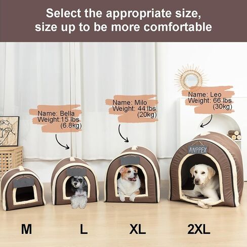 ANPPEX Medium Igloo Dog House Indoor,XL Size Dog Cave for Medium and Large Dogs,2-in-1 Washable Covered Dog Bed,Brown in Saudi Arabia