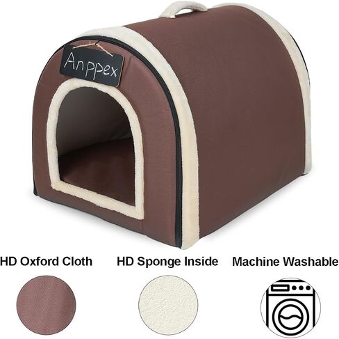 ANPPEX Medium Igloo Dog House Indoor,XL Size Dog Cave for Medium and Large Dogs,2-in-1 Washable Covered Dog Bed,Brown in Saudi Arabia