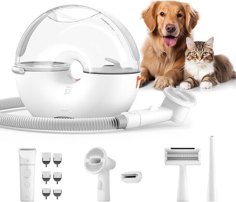 Neakasa by Neabot S1 Pro Dog Grooming Kits، مكنسة كهربائية للعناية بالحيوانات الأليفة بسعة 3 لتر مع مقص أظافر للكلاب، حلاقة ضوضاء 0 ديسيبل، 8 أدوات للتساقط، تنظيف المنزل in Kuwait