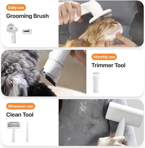 Neakasa by Neabot S1 Pro Dog Grooming Kits، مكنسة كهربائية للعناية بالحيوانات الأليفة بسعة 3 لتر مع مقص أظافر للكلاب، حلاقة ضوضاء 0 ديسيبل، 8 أدوات للتساقط، تنظيف المنزل in Kuwait