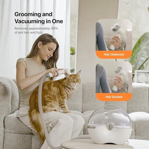 Neakasa by Neabot S1 Pro Dog Grooming Kits، مكنسة كهربائية للعناية بالحيوانات الأليفة بسعة 3 لتر مع مقص أظافر للكلاب، حلاقة ضوضاء 0 ديسيبل، 8 أدوات للتساقط، تنظيف المنزل in Kuwait