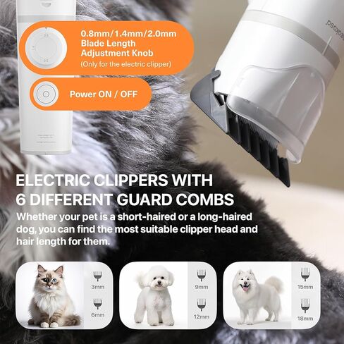 Neakasa by Neabot S1 Pro Dog Grooming Kits، مكنسة كهربائية للعناية بالحيوانات الأليفة بسعة 3 لتر مع مقص أظافر للكلاب، حلاقة ضوضاء 0 ديسيبل، 8 أدوات للتساقط، تنظيف المنزل in Kuwait