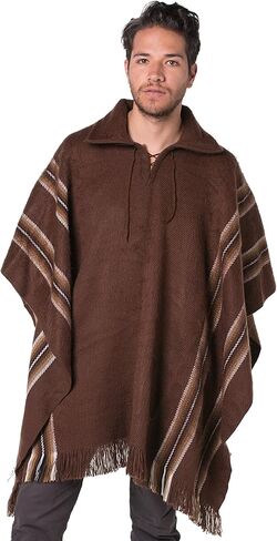 Gamboa - Genuine Alpaca Poncho - V Neck Poncho - Unisex - White in Kuwait