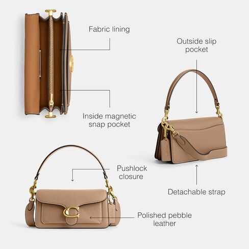 COACH Polished Pebble Leather Tabby Shoulder Bag 20, Chalk in Kuwait