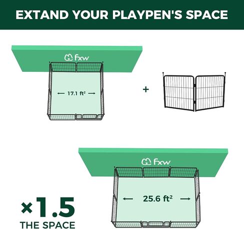 FXW Instant Dog Playpen ، سياج الحيوانات الأليفة المحمولة لرحلات في الهواء الطلق ، RV ، والتخييم ، 40 بوصة ، 16 لوحة للكلاب المتوسطة والكبيرة مصممة in Kuwait