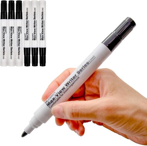 (Bullet Tip-2.2mm, Black Water-Based ink, PACK of 6) Max-View Writer Bold Writing Pen, Low Vision Assistive Writing Tool for Visual Impairment,Odorless,Non-Toxic,No Oil,Alcohol Free in Saudi Arabia