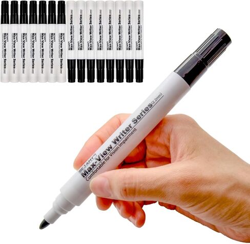 (Bullet Tip-2.2mm, Black Water-Based ink, PACK of 6) Max-View Writer Bold Writing Pen, Low Vision Assistive Writing Tool for Visual Impairment,Odorless,Non-Toxic,No Oil,Alcohol Free in Saudi Arabia
