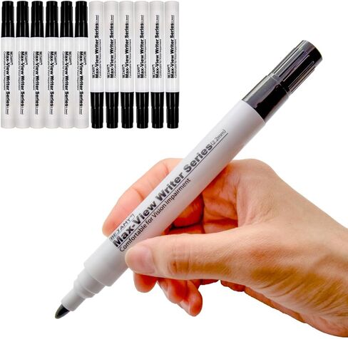 (Bullet Tip-2.2mm, Black Water-Based ink, PACK of 6) Max-View Writer Bold Writing Pen, Low Vision Assistive Writing Tool for Visual Impairment,Odorless,Non-Toxic,No Oil,Alcohol Free in Saudi Arabia