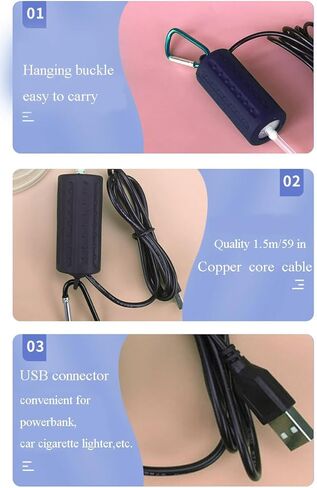 حوض السمك بمضخة هواء USB، مضخة أكسجين صغيرة فائقة الهدوء لصيد الأسماك أو خزان الأسماك مع مشبك تعليق و2 حجر هواء - أزرق in Saudi Arabia
