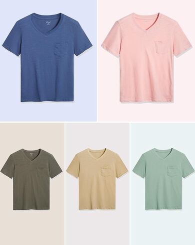 تي شيرت صيفي سادة بأكمام قصيرة وجيب على شكل حرف V من CUNYI للأولاد الصغار in Kuwait