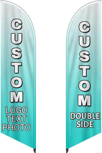 Custom Feather Flag for Business Bulk Personalized Advertising Feather Flag Add Your Text Picture Name Logo Customized Business Logo Banners for Outside (Only Flag) 31.5x133.8inch in Saudi Arabia