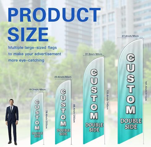 Custom Feather Flag for Business Bulk Personalized Advertising Feather Flag Add Your Text Picture Name Logo Customized Business Logo Banners for Outside (Only Flag) 31.5x133.8inch in Saudi Arabia