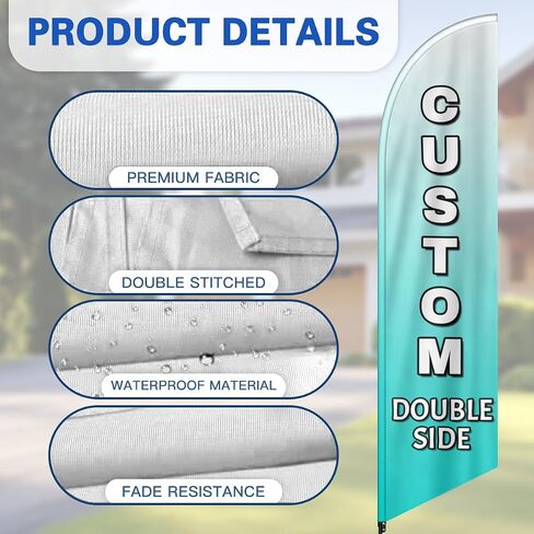 Custom Feather Flag for Business Bulk Personalized Advertising Feather Flag Add Your Text Picture Name Logo Customized Business Logo Banners for Outside (Only Flag) 31.5x133.8inch in Saudi Arabia