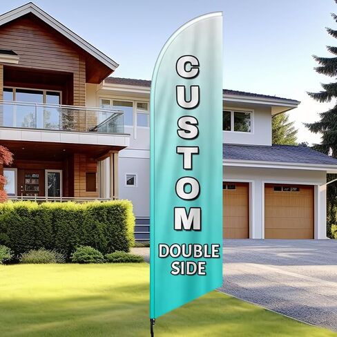 Custom Feather Flag for Business Bulk Personalized Advertising Feather Flag Add Your Text Picture Name Logo Customized Business Logo Banners for Outside (Only Flag) 31.5x133.8inch in Saudi Arabia