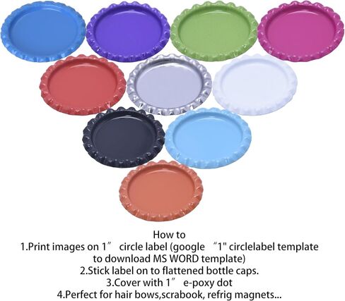 IGOGO 1 Inch Color Flattened Chrome Bottle Caps-DIY Flat Bottlecaps for Hair Bows or Pendants Scrapbooks 100pcs (Mixed Color-SH) in Kuwait