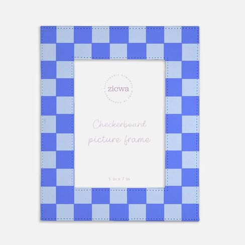 5x7 Checkerboard Picture Frame – Unique Leather-Like Photo Frame for Home Décor, Office, Gallery Wall, and Gifts (Baby Blue) in Saudi Arabia