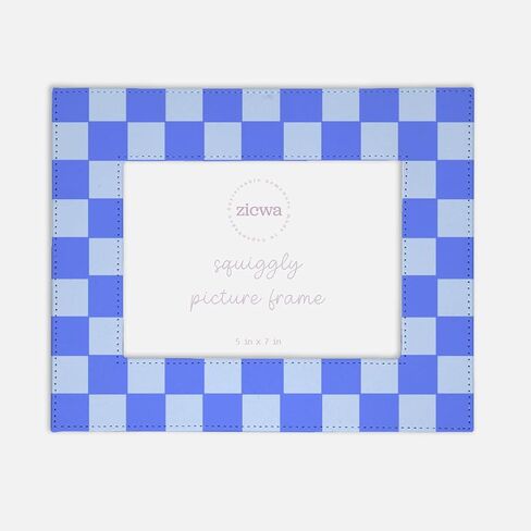 5x7 Checkerboard Picture Frame – Unique Leather-Like Photo Frame for Home Décor, Office, Gallery Wall, and Gifts (Baby Blue) in Saudi Arabia