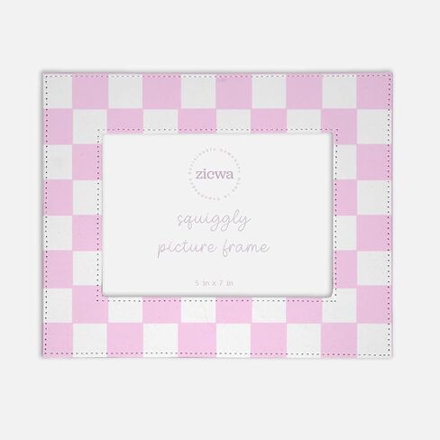 5x7 Checkerboard Picture Frame – Unique Leather-Like Photo Frame for Home Décor, Office, Gallery Wall, and Gifts (Baby Blue) in Saudi Arabia