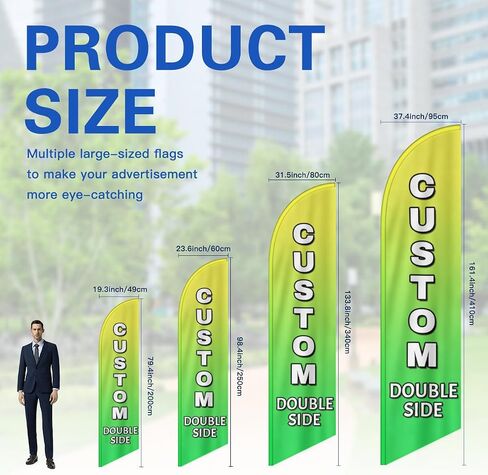 Custom Feather Flag for Business Bulk Personalized Advertising Feather Flag Add Your Text Picture Name Logo Customized Business Logo Banners for Outside (Only Flag) 31.5x133.8inch in Saudi Arabia