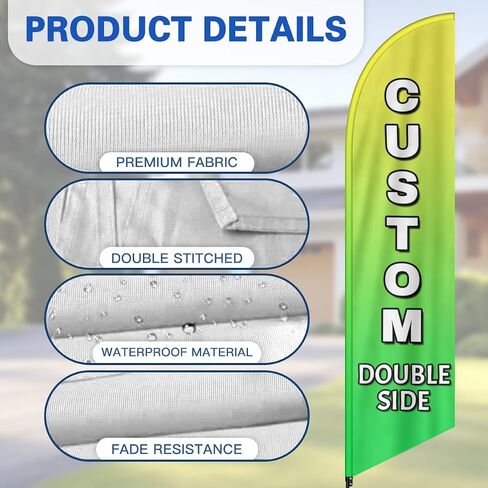 Custom Feather Flag for Business Bulk Personalized Advertising Feather Flag Add Your Text Picture Name Logo Customized Business Logo Banners for Outside (Only Flag) 31.5x133.8inch in Saudi Arabia