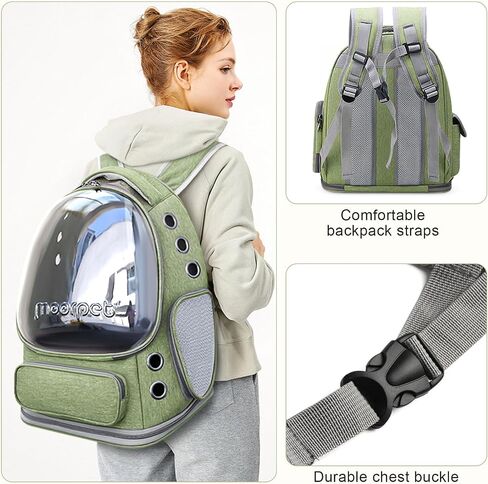 Cat Carrier Backpack, Breathable Dog Backpack, Pet Backpack Carrier for Small Medium Cats Dogs, Bubble Travel Backpack Bag with Air Holes Airline Approved in Saudi Arabia