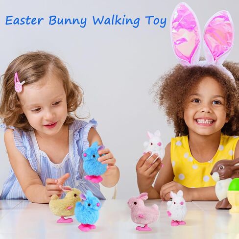 Chick Bunny Wind Toys for Kids ، 4 pcs Clockwork Novelty Justing Toy Toy for Easter Egg Hunt Stock Gift Party Gift in Kuwait