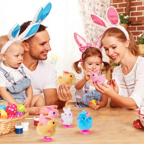 Chick Bunny Wind Toys for Kids ، 4 pcs Clockwork Novelty Justing Toy Toy for Easter Egg Hunt Stock Gift Party Gift in Kuwait