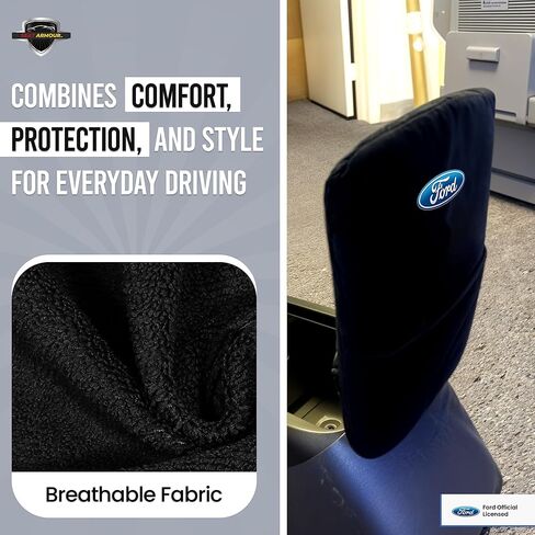 Seat Armour Officially Licensed Custom Fit Center Console Cover with Ford Embroidered Logo for Select Ford F-150 Models - (Black) - KAFORF150B04-14 in Kuwait