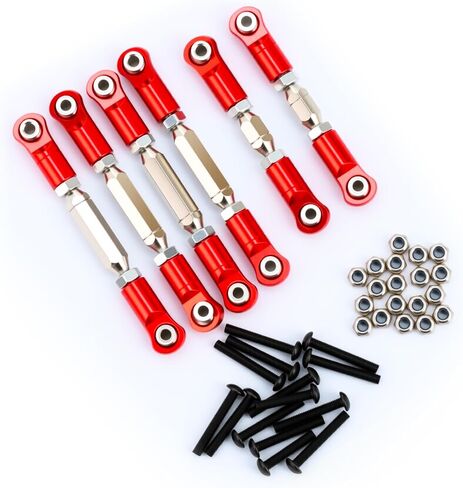 6pcs Aluminium RC RODS RONBUCKLESLES TUELE LINKS TOE LINKS PRATIONS لـ ARRMA 1/10 NEW BIG ROCK V3 TYPHON 3S GRANITE STENON ، استبدل #AR330446 (أحمر) in Kuwait