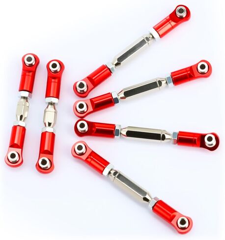 6pcs Aluminium RC RODS RONBUCKLESLES TUELE LINKS TOE LINKS PRATIONS لـ ARRMA 1/10 NEW BIG ROCK V3 TYPHON 3S GRANITE STENON ، استبدل #AR330446 (أحمر) in Kuwait