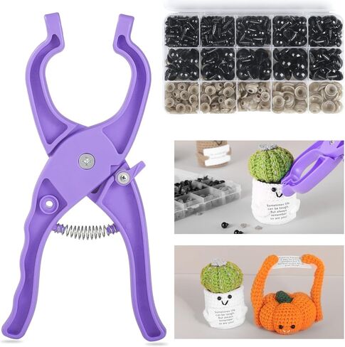 Roamall Safety Eye Tool -Auxiliary Tool for Attaching Safety Eyes w/230 PCS Crochet Eyes Amigurumi for Crocheting Stuffed Animals Fits 5-30mm Eyes Doll Making Supplies Purple in Saudi Arabia