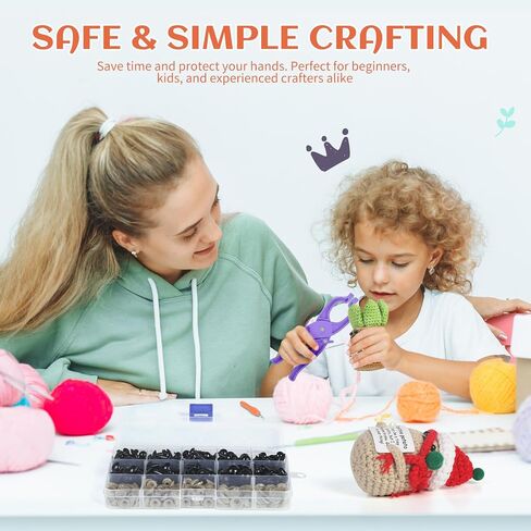Roamall Safety Eye Tool -Auxiliary Tool for Attaching Safety Eyes w/230 PCS Crochet Eyes Amigurumi for Crocheting Stuffed Animals Fits 5-30mm Eyes Doll Making Supplies Purple in Saudi Arabia
