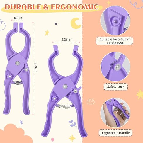 Roamall Safety Eye Tool -Auxiliary Tool for Attaching Safety Eyes w/230 PCS Crochet Eyes Amigurumi for Crocheting Stuffed Animals Fits 5-30mm Eyes Doll Making Supplies Purple in Saudi Arabia