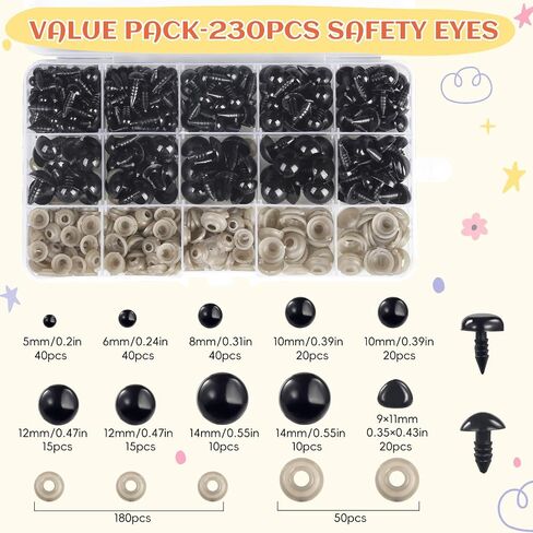 Roamall Safety Eye Tool -Auxiliary Tool for Attaching Safety Eyes w/230 PCS Crochet Eyes Amigurumi for Crocheting Stuffed Animals Fits 5-30mm Eyes Doll Making Supplies Purple in Saudi Arabia