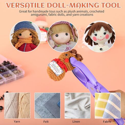 Roamall Safety Eye Tool -Auxiliary Tool for Attaching Safety Eyes w/230 PCS Crochet Eyes Amigurumi for Crocheting Stuffed Animals Fits 5-30mm Eyes Doll Making Supplies Purple in Saudi Arabia