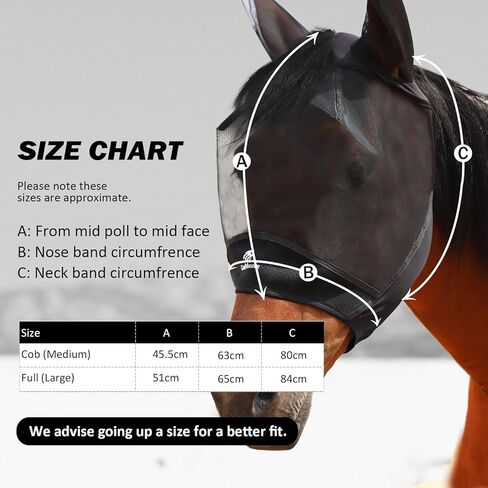 قناع ذبابة الحصان، قناع ذبابة الفضاء الكبير، قناع الخيول للحماية من الأشعة فوق البنفسجية مع ميزات عاكسة على الأذنين، أزرق ملكي L in Kuwait