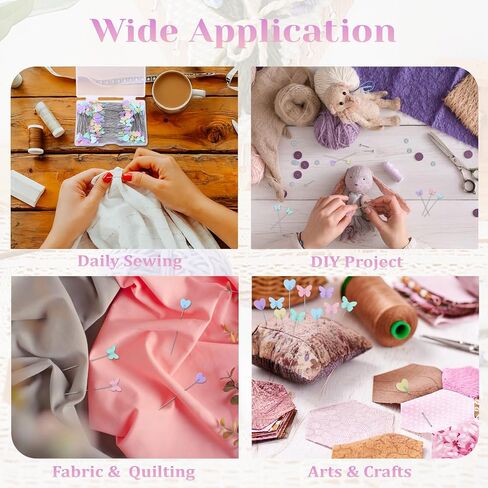 200pcs دبابيس خياطة مستقيم مسطحة مع فراشة ملونة وحب قلب ، دبابيس خياطة اللحف 2.16 بوصة لصنع الحرف اليدوية ، وخياطة ، مشروع نسيج الخياطة والديكور DIY in Kuwait