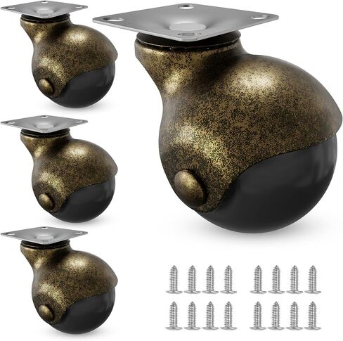 Caster Wheels for Furnitures - Set of 4 Heavy-Duty 2-Inch Swivel Plate Wheels (Black Finish) in Kuwait