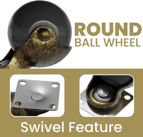 Caster Wheels for Furnitures - Set of 4 Heavy-Duty 2-Inch Swivel Plate Wheels (Black Finish) in Kuwait