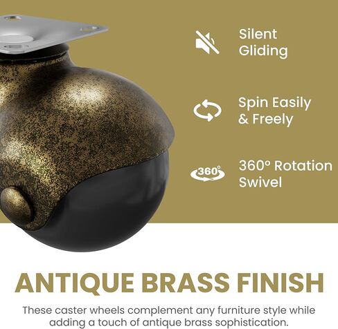 Caster Wheels for Furnitures - Set of 4 Heavy-Duty 2-Inch Swivel Plate Wheels (Black Finish) in Kuwait