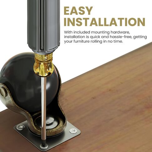 Caster Wheels for Furnitures - Set of 4 Heavy-Duty 2-Inch Swivel Plate Wheels (Black Finish) in Kuwait