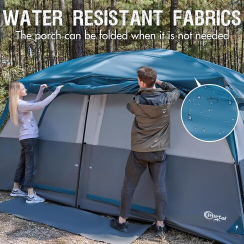 PORTAL 6 Person Camping Tent with Porch, Family Cabin Tent with Spacious Space, Water Resistant, Excellent Ventilation for Camping Outdoor Party Gathering in Saudi Arabia