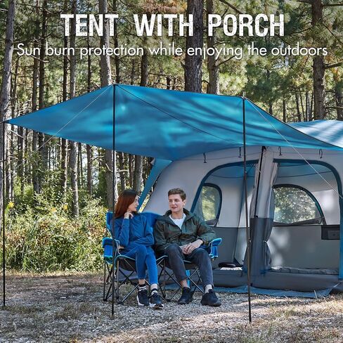PORTAL 6 Person Camping Tent with Porch, Family Cabin Tent with Spacious Space, Water Resistant, Excellent Ventilation for Camping Outdoor Party Gathering in Saudi Arabia