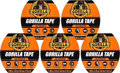 Gorilla Ultimate Tape, High Tensile Cloth with Double-Thick Adhesive for Hauling, Strapping, Patching, Bundling, Lifting, 1.88" x 20yd, Black (Pack of 1) in Saudi Arabia