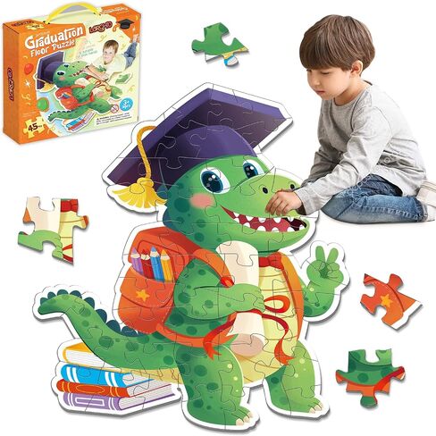 Snowman Floor Puzzle for Kids Age 4-8, 45PCS Jumbo Christmas Jigsaw Puzzle, Large 25.6" x 36.2" Winter Puzzle with Poster, for Kid Boy Girls in Kuwait