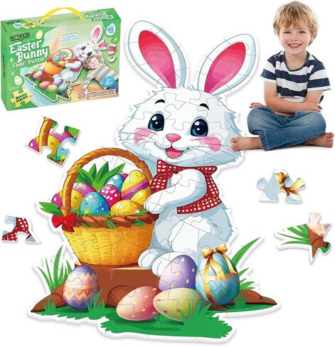 Snowman Floor Puzzle for Kids Age 4-8, 45PCS Jumbo Christmas Jigsaw Puzzle, Large 25.6" x 36.2" Winter Puzzle with Poster, for Kid Boy Girls in Kuwait