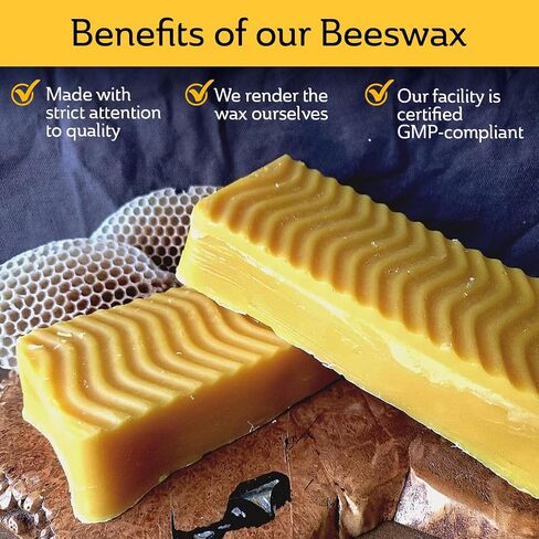 Mickelberry Gardens Pacific Northwest Beeswax - 1 رطل بلوك صلبة من الدرجة A صفراء - شمع العسل النقي ، المصادر بشكل مستدام للعناية بالبشرة ، DIY ، والحرف - المصنوعة في الولايات المتحدة الأمريكية in Saudi Arabia
