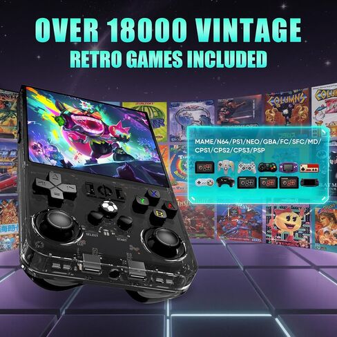 2025 NEW R36MAX GAME GAME CONSOLE MINI GAME CONSOLE 4.0 "IPS Video Game Console مدمجة 64 جيجابايت من بطاقة TF تم تثبيتها مسبقًا أكثر من 18000 لعبة رجع in Kuwait
