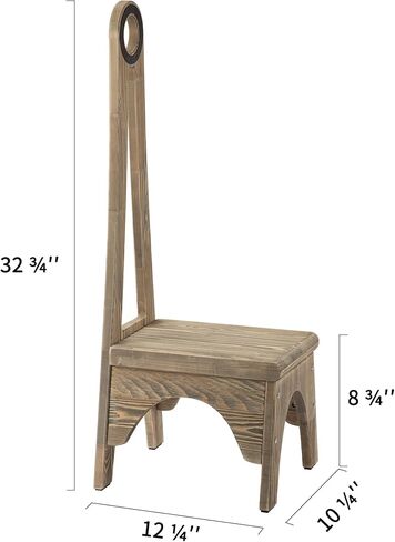 Besuerte Heavy Duty Wooden Step Stool With 32.75" Tall Handle for Bathroom, Kitchen - No Need to Bend Your Back (Walnut) in Kuwait